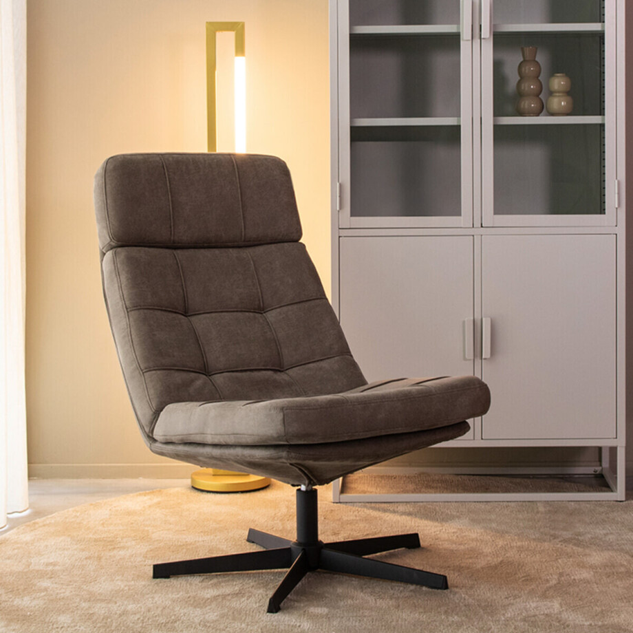 LABEL51 Draaifauteuil 'Alvar' Micro Suede, kleur Taupe afbeelding 1