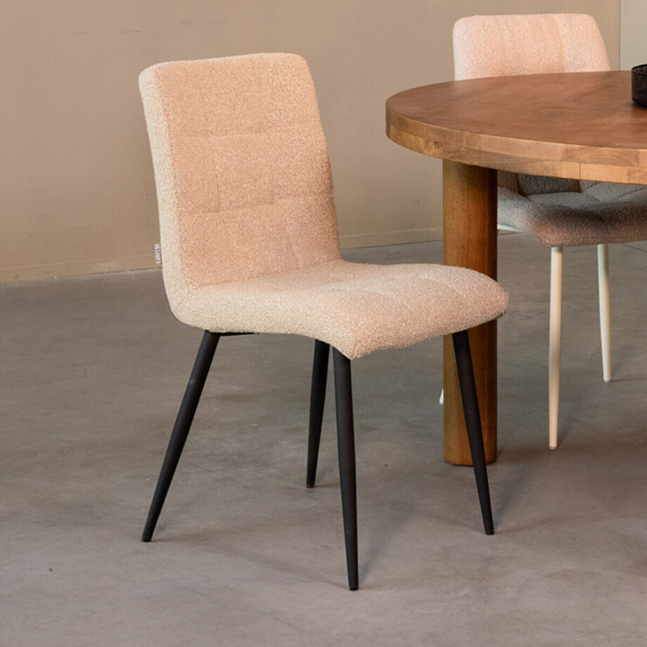 LABEL51 Eetkamerstoel 'Sam' Bouclé, kleur Zand afbeelding 1