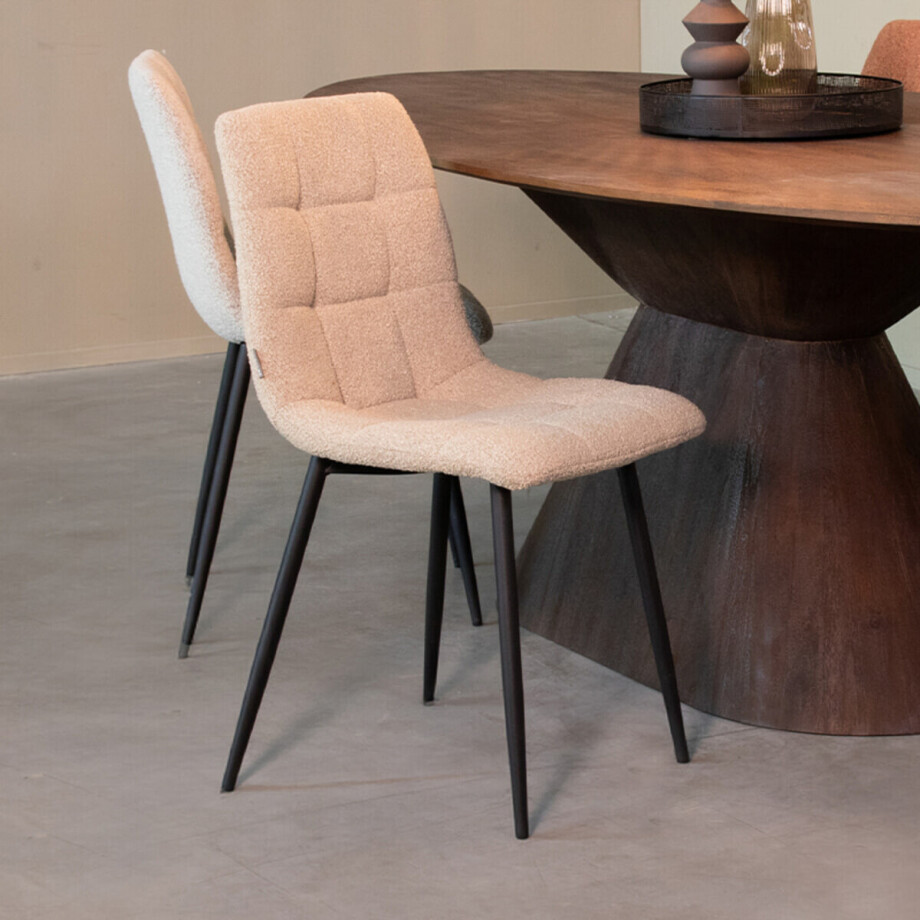 LABEL51 Eetkamerstoel 'Juul' Bouclé, kleur Zand afbeelding 1