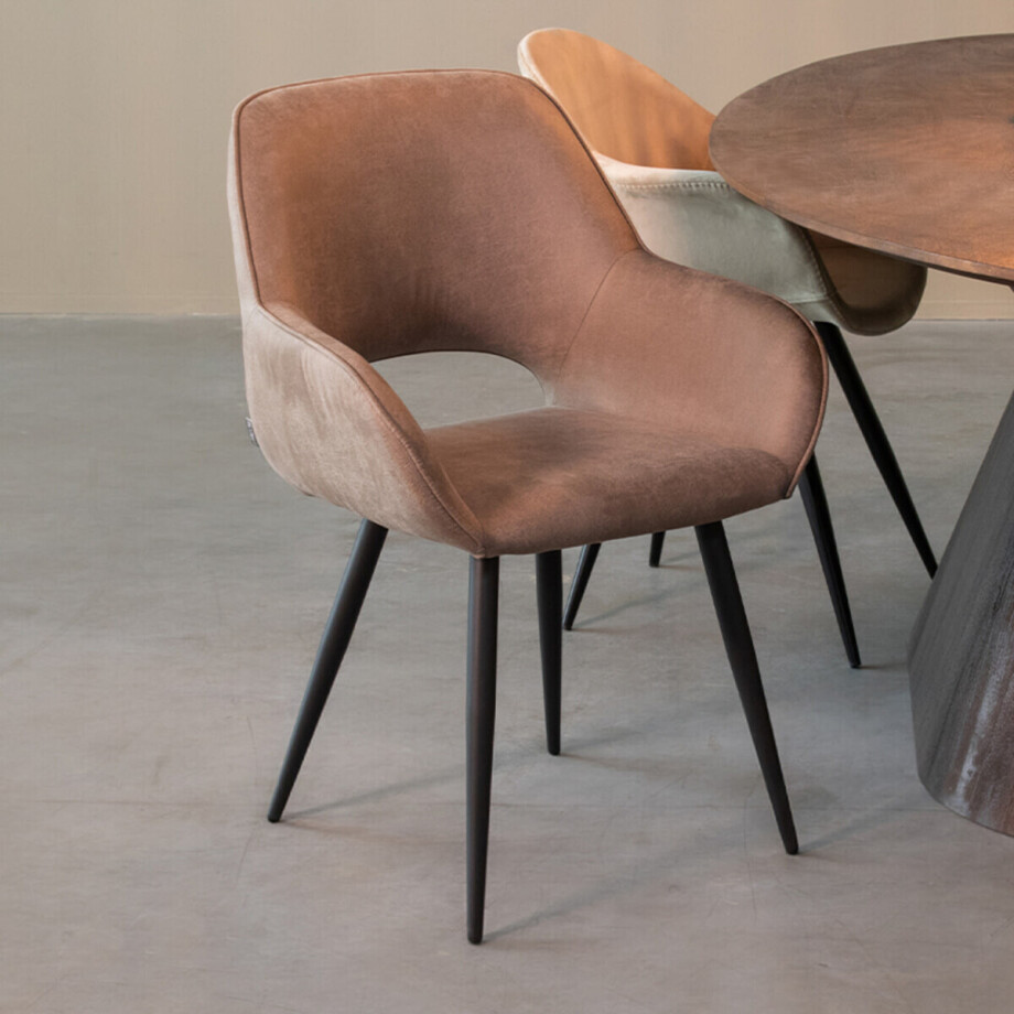 LABEL51 Eetkamerstoel 'Fer' Micro Suede, kleur Taupe afbeelding 1