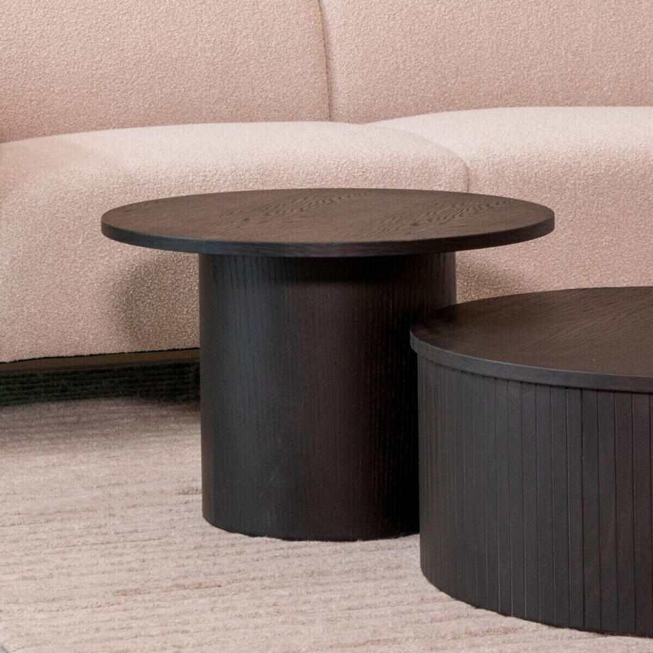 LABEL51 Ronde Salontafel 'Oliva' Zwart Eiken, 60cm afbeelding 1