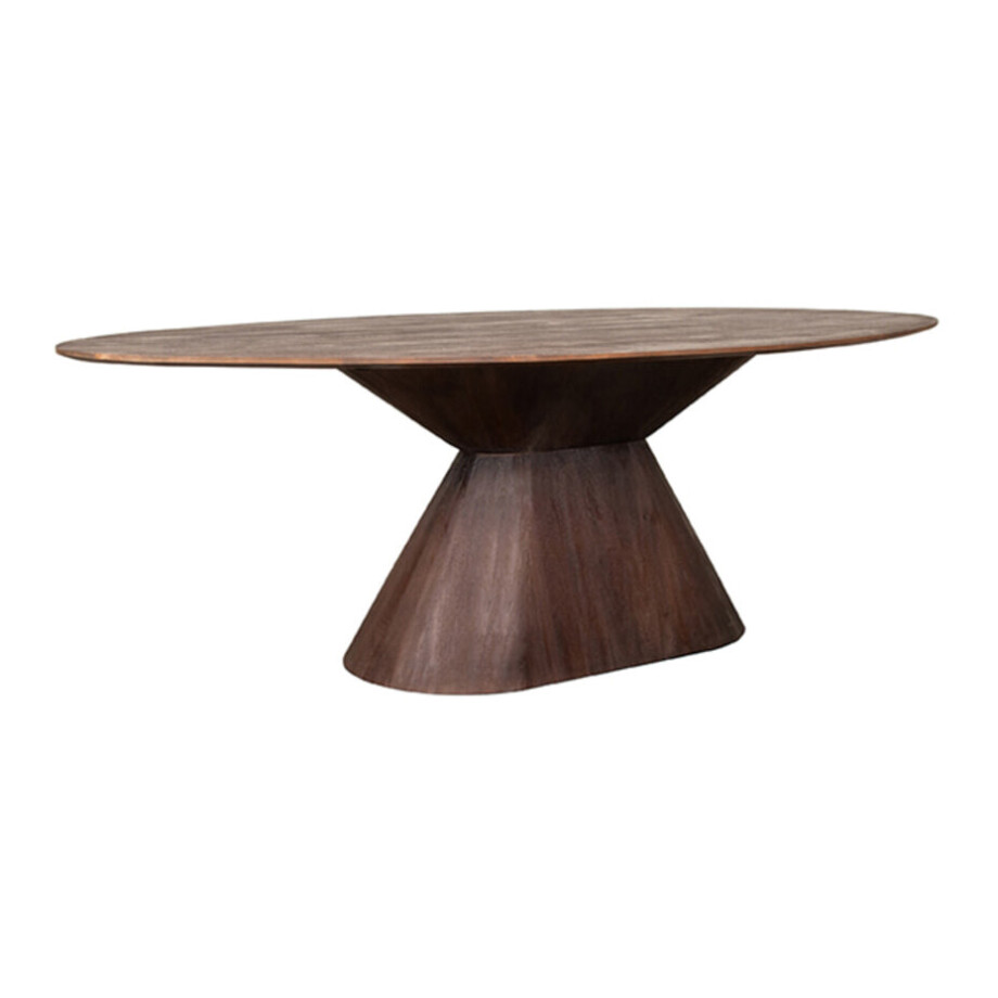 LABEL51 Ovale Eettafel 'Jagger' Espresso Mangohout, 200 x 110cm afbeelding 1