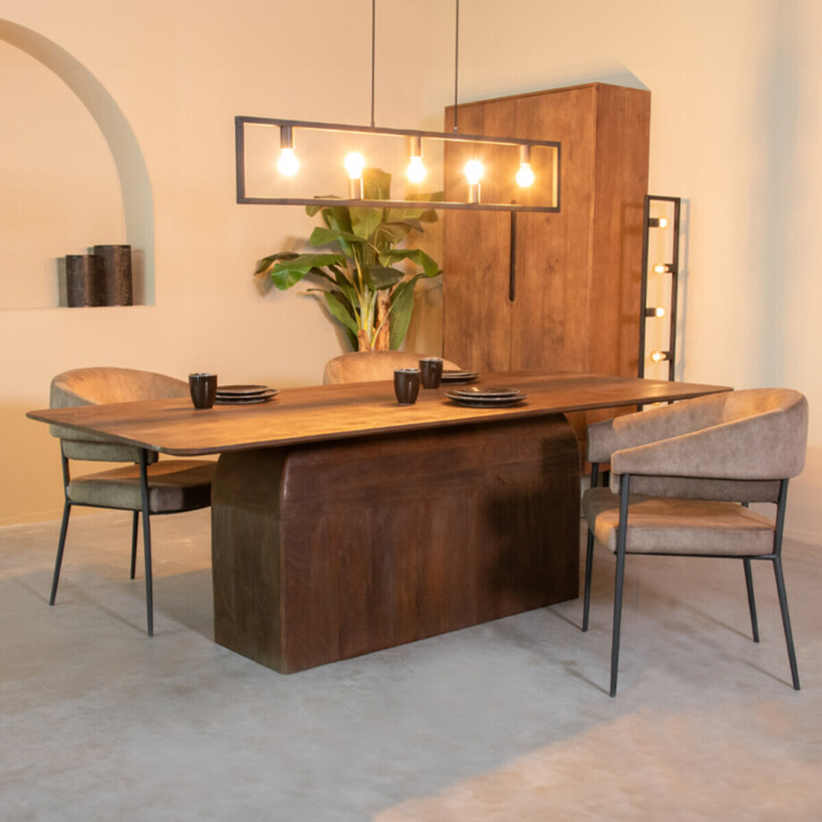 LABEL51 Eettafel 'Owen' Mangohout, 200 x 100cm afbeelding 1