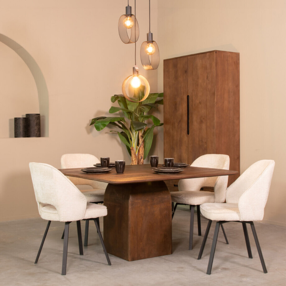 LABEL51 Vierkante Eettafel 'Ingo' Espresso Mangohout, 140 x 140cm afbeelding 1