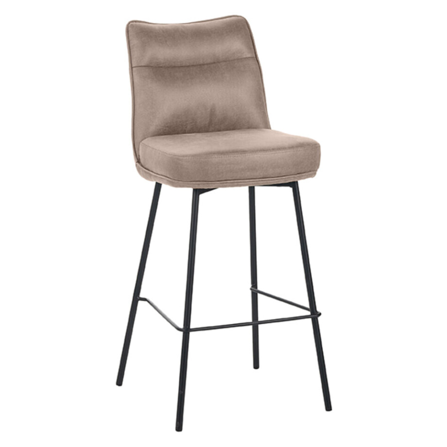 LABEL51 Barkruk 'Lennon' Micro Suede, kleur Taupe (zithoogte 78cm) afbeelding 1