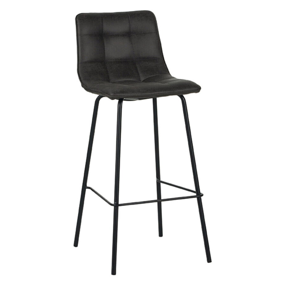 LABEL51 Barkruk 'Bistro' Micro Suede, kleur Antraciet (zithoogte 78cm) afbeelding 1