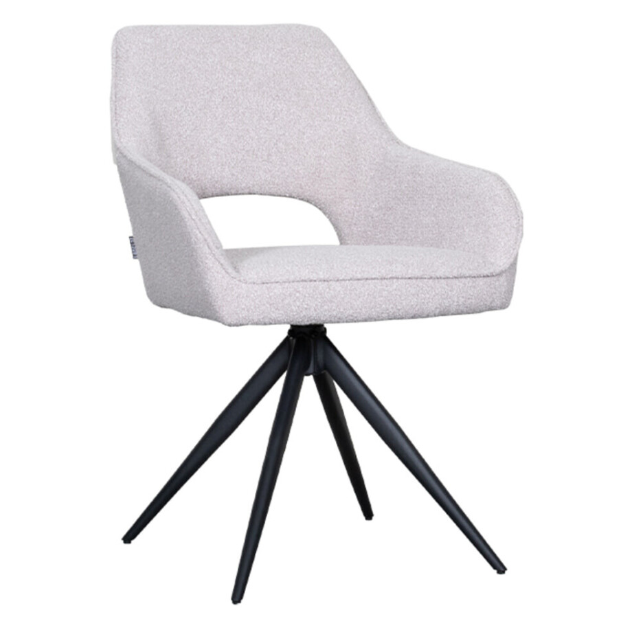 LABEL51 Draaibare Eetkamerstoel 'Finley' Bouclé, kleur Naturel LABEL51 Draaibare Eetkamerstoel 'Finley' Bouclé, kleur Naturel afbeelding 1