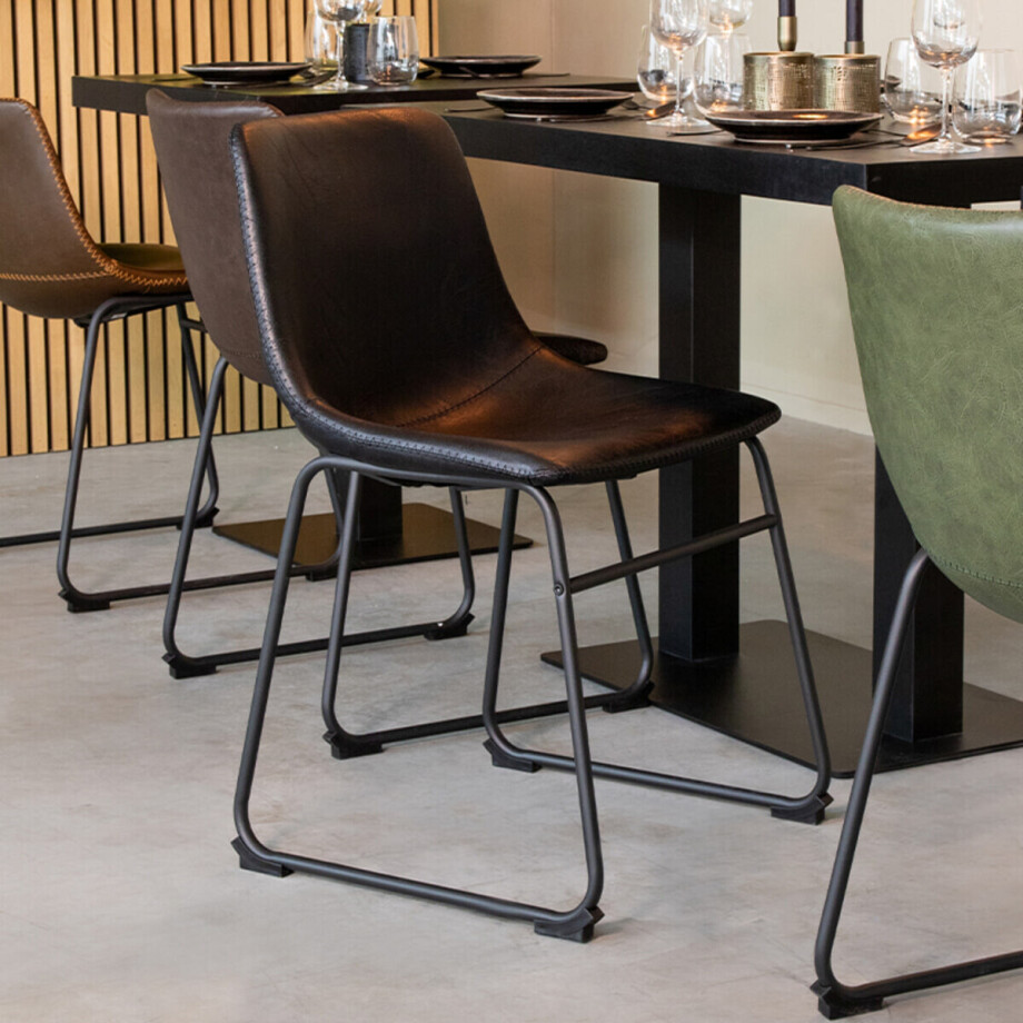 LABEL51 Eetkamerstoel 'Risto' Lederlook, kleur Zwart afbeelding 1