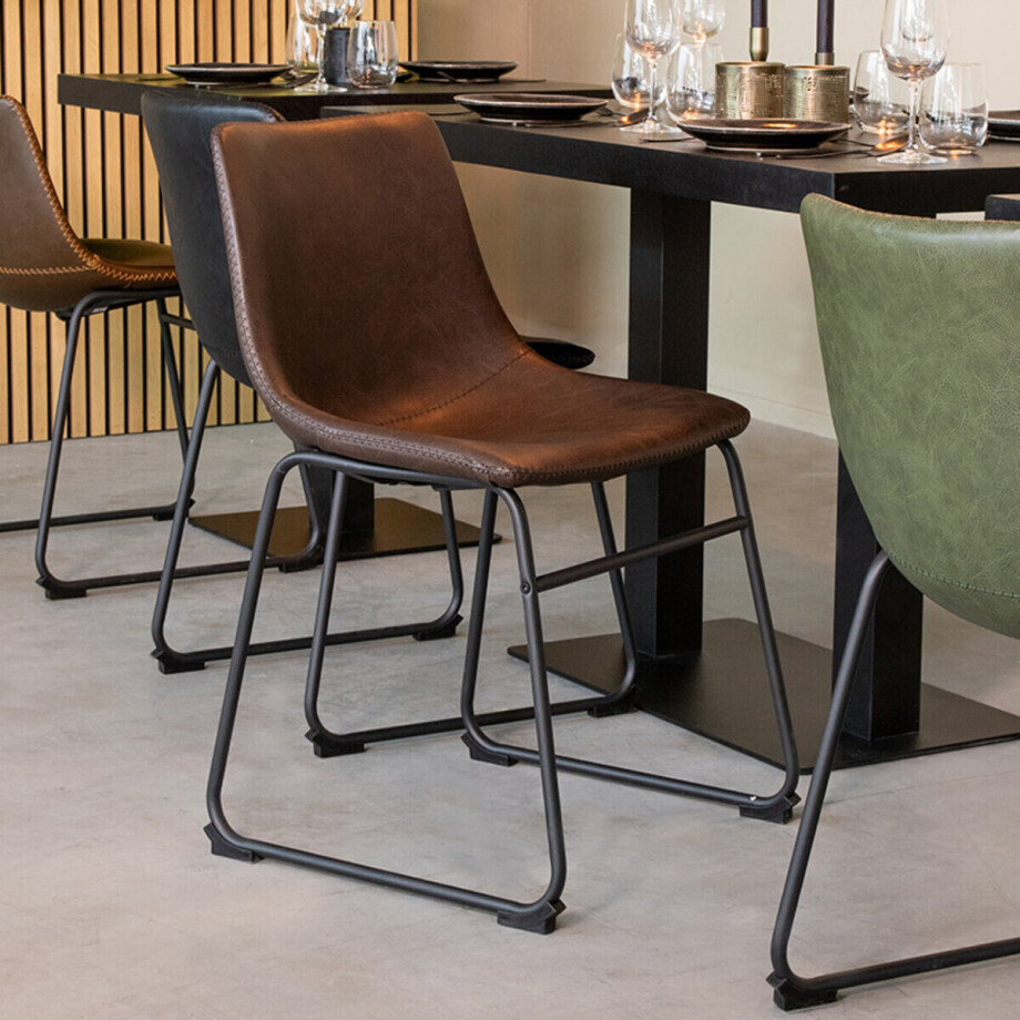 LABEL51 Eetkamerstoel 'Risto' Lederlook, kleur Bruin afbeelding 1