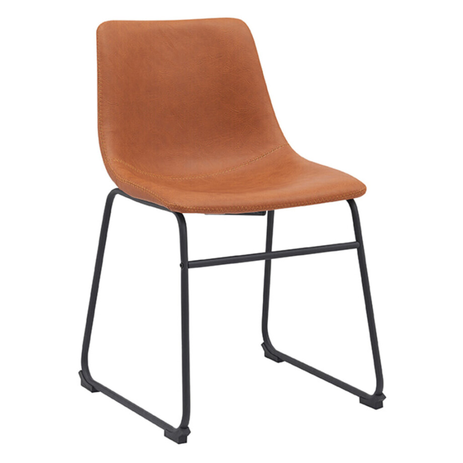 LABEL51 Eetkamerstoel 'Risto' Lederlook, kleur Cognac afbeelding 1