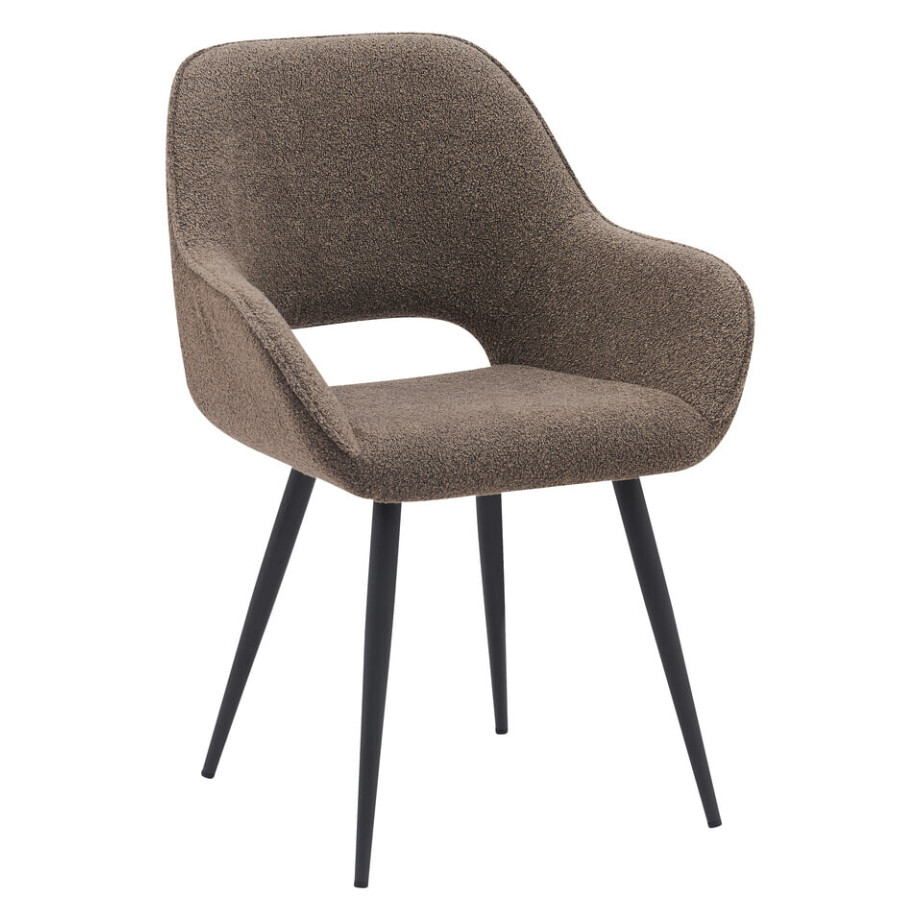 LABEL51 Eetkamerstoel 'Fer' Bouclé, kleur Bruin afbeelding 1