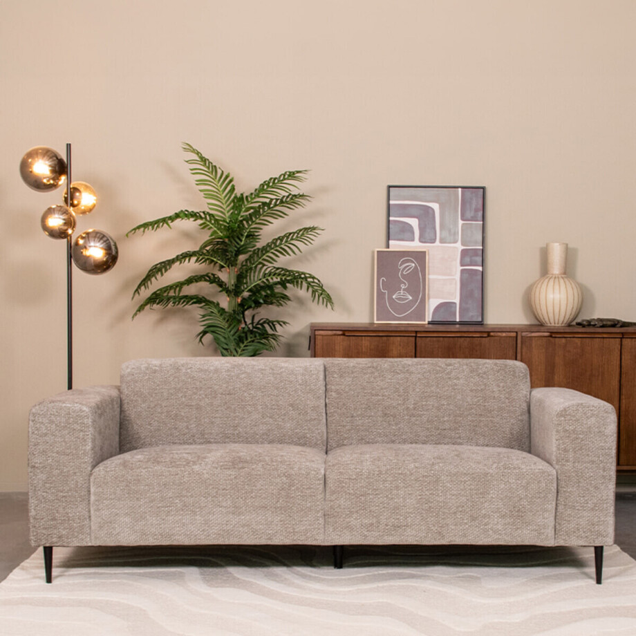 LABEL51 3-zits Bank 'Eden' Elite stof, kleur Stone LABEL51 3-zits Bank 'Eden' Elite stof, kleur Stone afbeelding 1