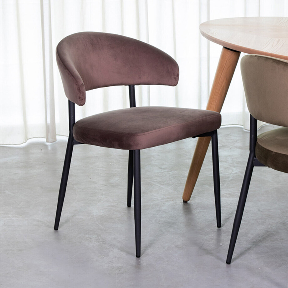 LABEL51 Eetkamerstoel 'Bliss' Velvet, kleur Taupe afbeelding 1