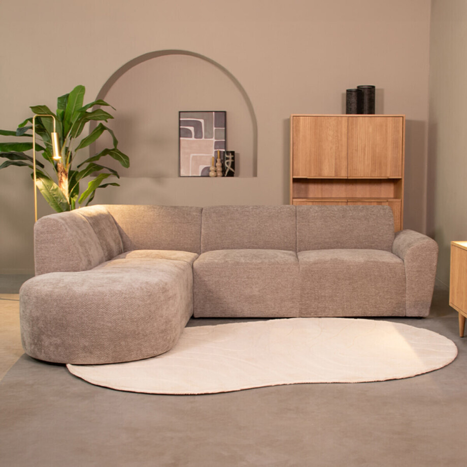LABEL51 Loungebank 'Espen' Links, Elite stof, kleur Stone afbeelding 1