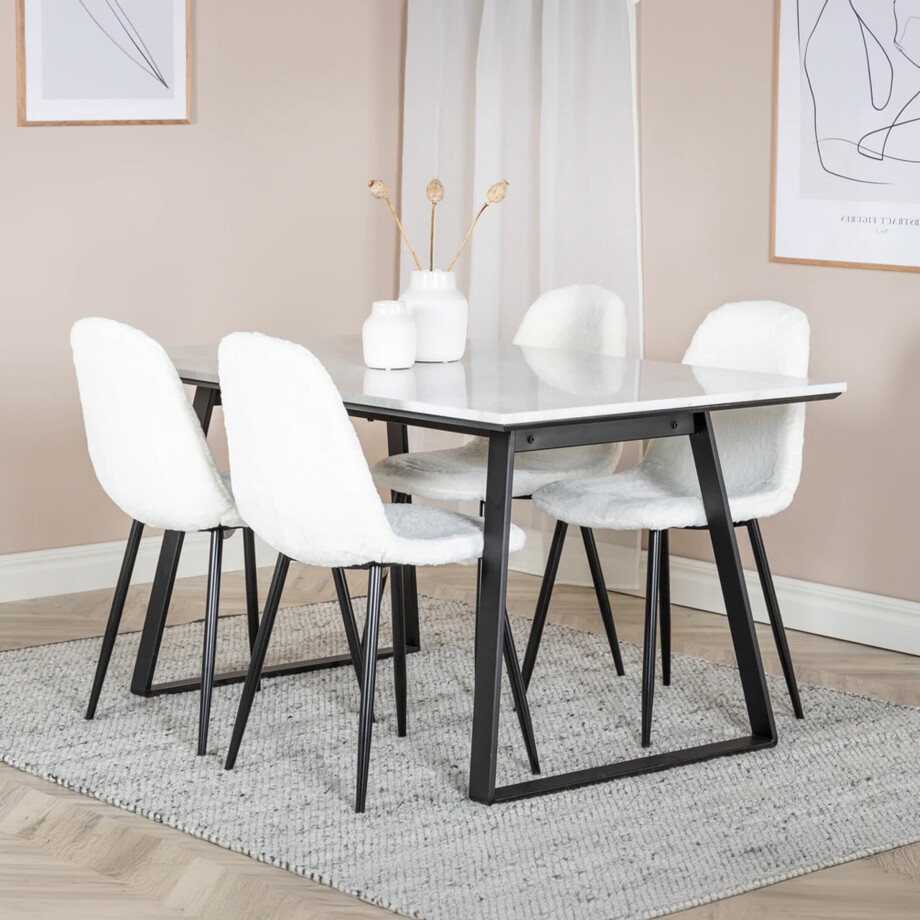 Nohr Eettafel 'Lenton' Marmer, 140 x 90cm, kleur Wit afbeelding 1