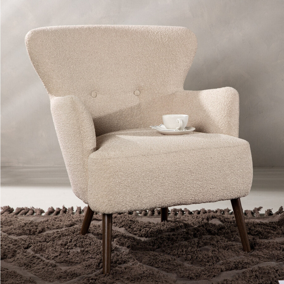 Nohr Fauteuil 'Cerrissa' Bouclé, kleur Beige afbeelding 1