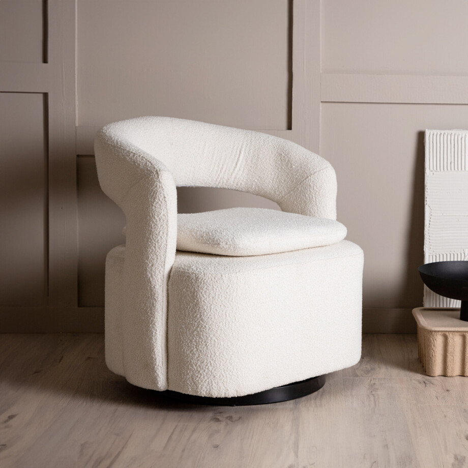 Nohr Draaifauteuil 'Soledad' Bouclé, kleur Wit afbeelding 1