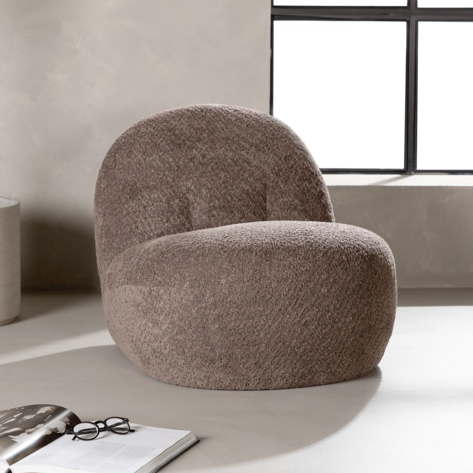Nohr Fauteuil 'Hadiyah' Bouclé, kleur Bruin afbeelding 1