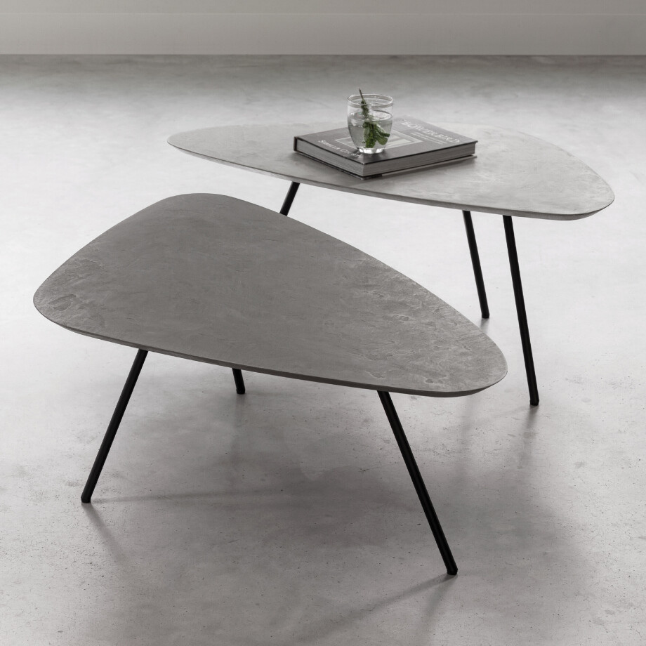 DTP Home Salontafel 'Plectro' Betonlook, Set van 2 stuks, kleur Grijs DTP Home Salontafel 'Plectro' Betonlook, Set van 2 stuks, kleur Grijs afbeelding 1