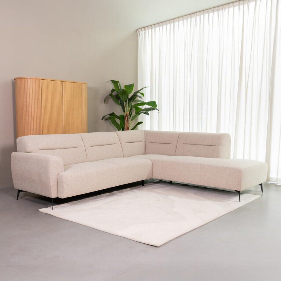 LABEL51 Hoekbank 'Bolzano' Rechts, Bouclé, kleur Naturel afbeelding 1