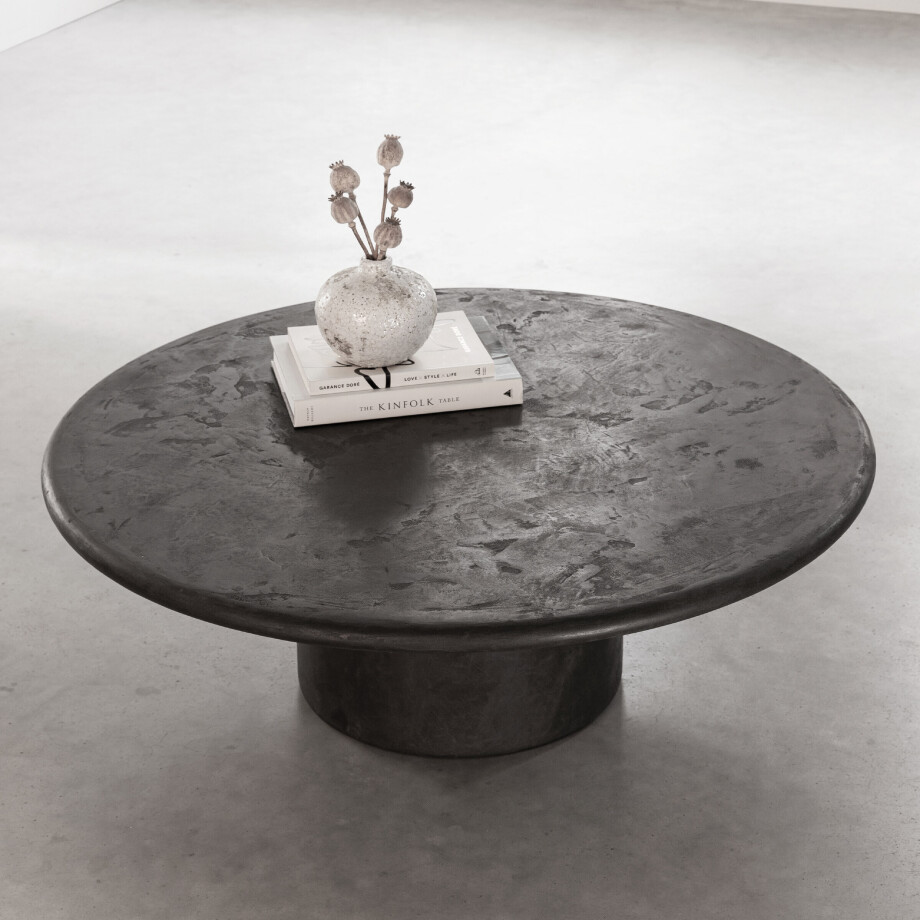 DTP Home Ronde Salontafel 'Silo' Betonlook, 100cm, kleur Zwart DTP Home Ronde Salontafel 'Silo' Betonlook, 100cm, kleur Zwart afbeelding