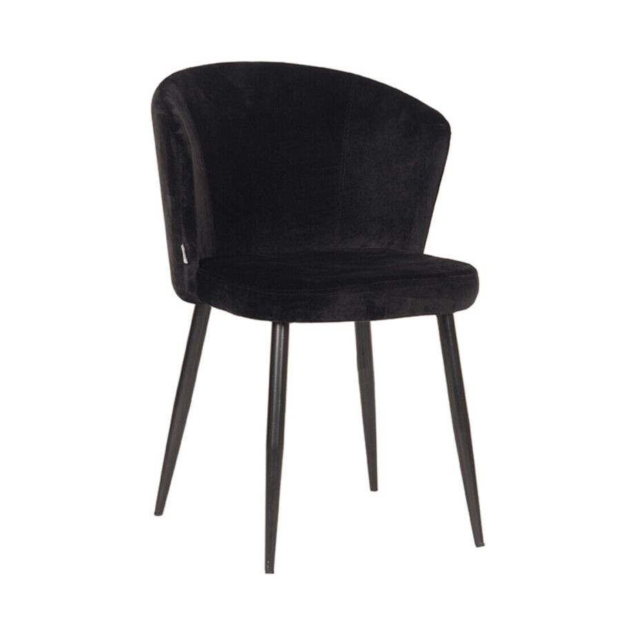 LABEL51 Eetkamerstoel 'Wave' Velvet, kleur Zwart LABEL51 Eetkamerstoel 'Wave' Velvet, kleur Zwart afbeelding 1