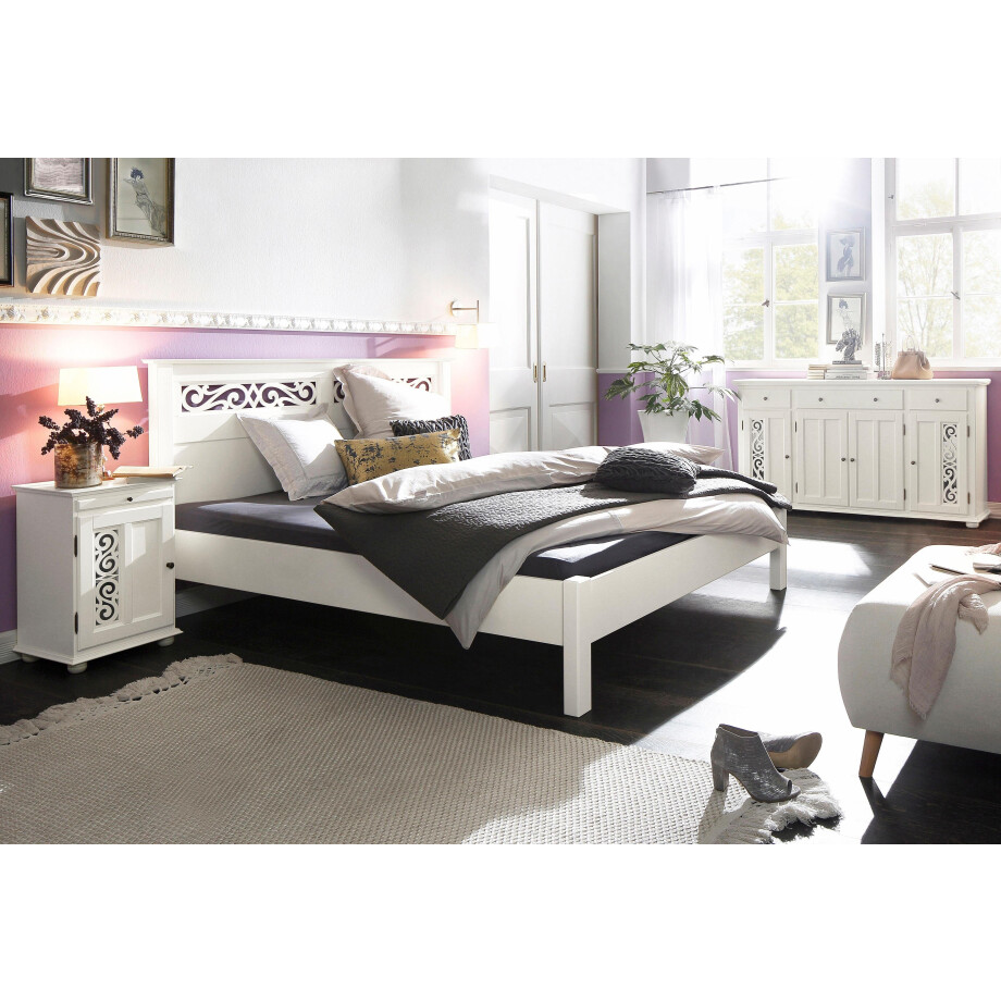 Home affaire Bed Arabeske van mooi massief beukenhout, met decoratief freeswerk in het hoofdbord afbeelding 1