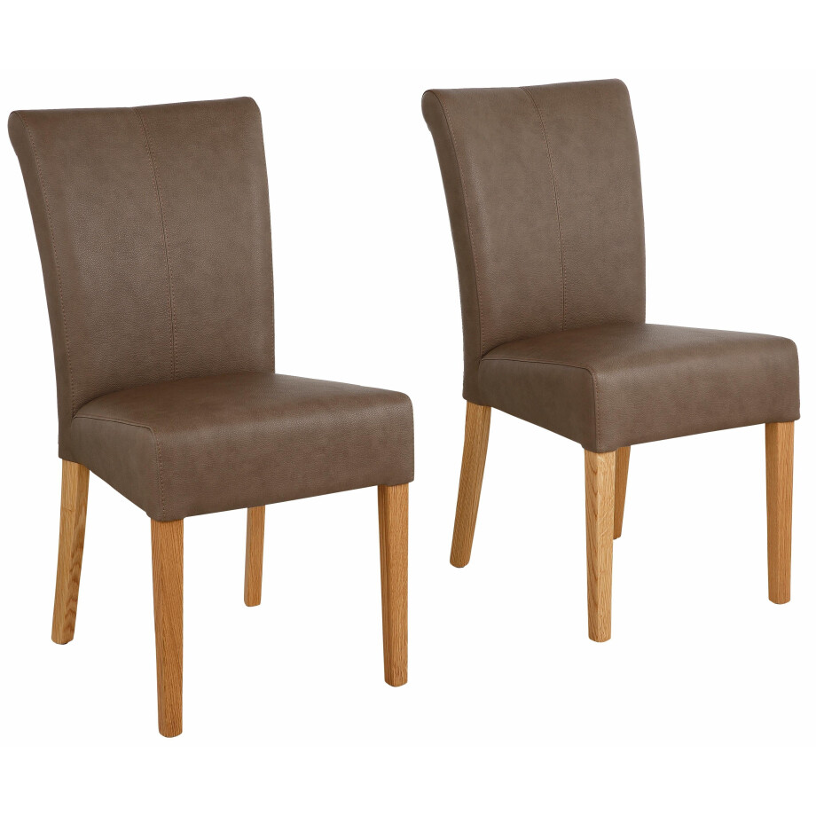 Home affaire Eetkamerstoel Queen Polsterstoel BESTSELLER verschillende type bekleding, massief houten onderstel (set) afbeelding 1