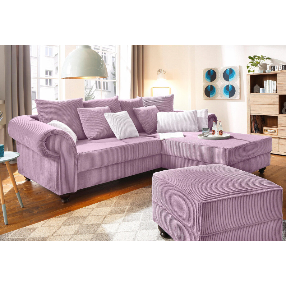 Home affaire Hoekbank King George King Henry, L-vorm met binnenvering, in casual bekleding en vele kussens afbeelding 1
