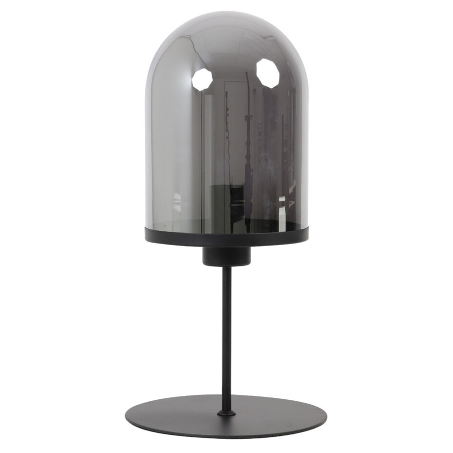 Light & Living Tafellamp 'Maverick' 50cm, mat zwart+smoke glas afbeelding 1