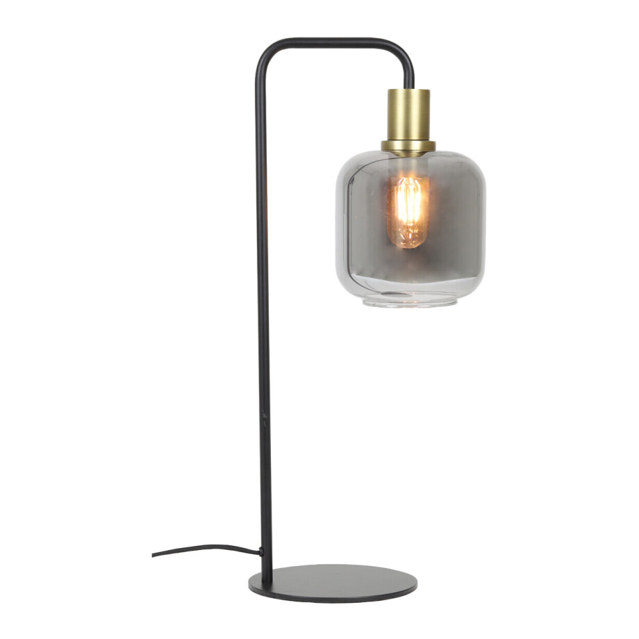 Light & Living Tafellamp 'Lekar' kleur Antiek Brons/Smoke Light & Living Tafellamp 'Lekar' kleur Antiek Brons/Smoke afbeelding 1