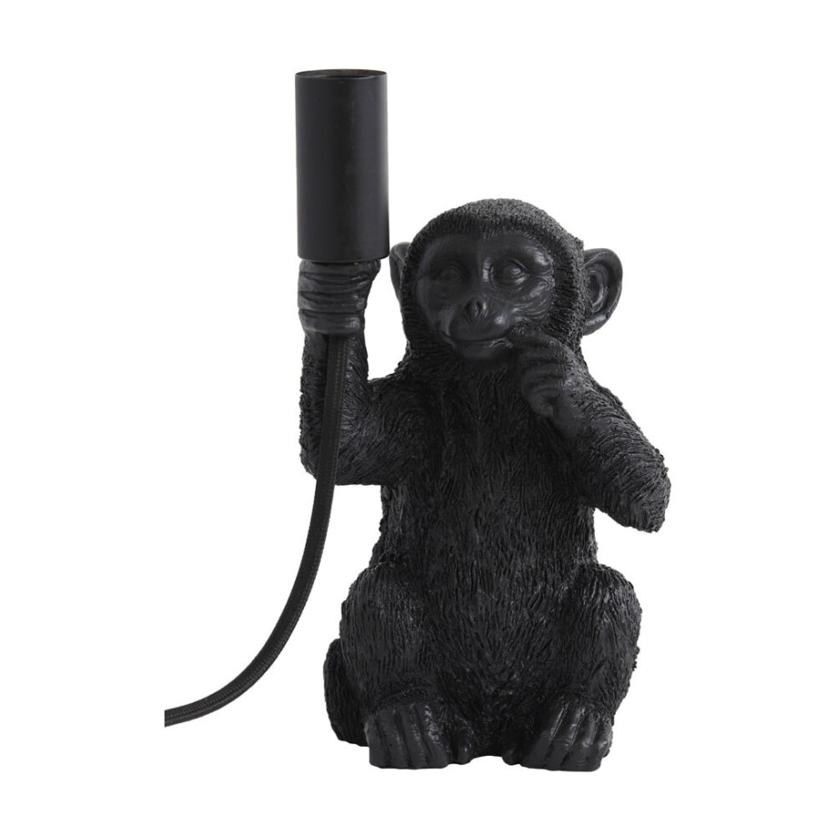 Light & Living Tafellamp 'Monkey' 23cm, kleur Mat Zwart afbeelding 1