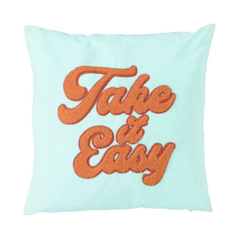 Kussen take it easy - blauw - 45x45 cm afbeelding 