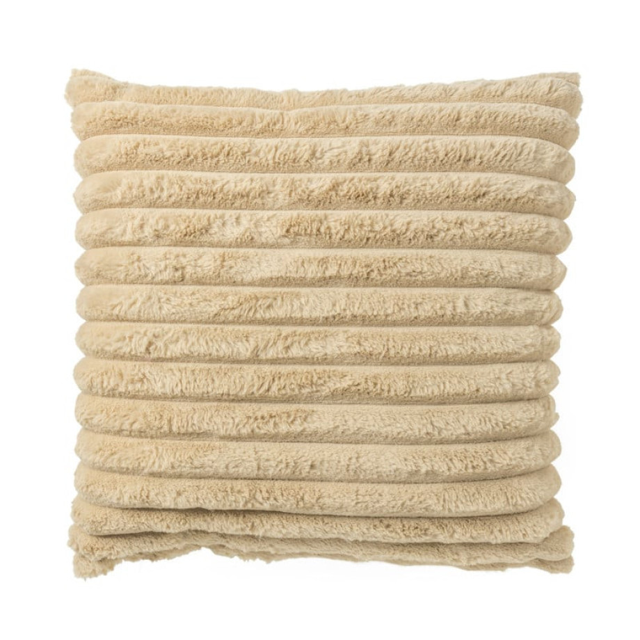 Kussen rib - beige - 45x45 cm afbeelding 