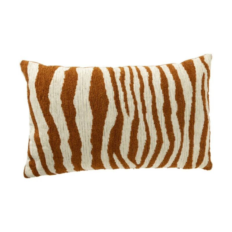 Kussen zebraprint - terra/wit - 30x50 cm afbeelding 