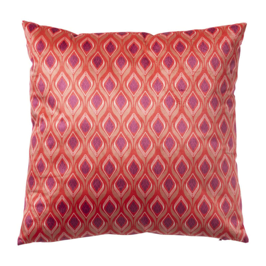 Kussen velvet blad - rood/roze - 45x45 cm afbeelding 