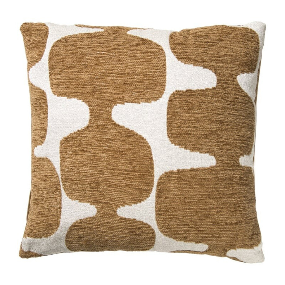 Kussen jacquard organisch - bruin/wit - 45x45 cm afbeelding 