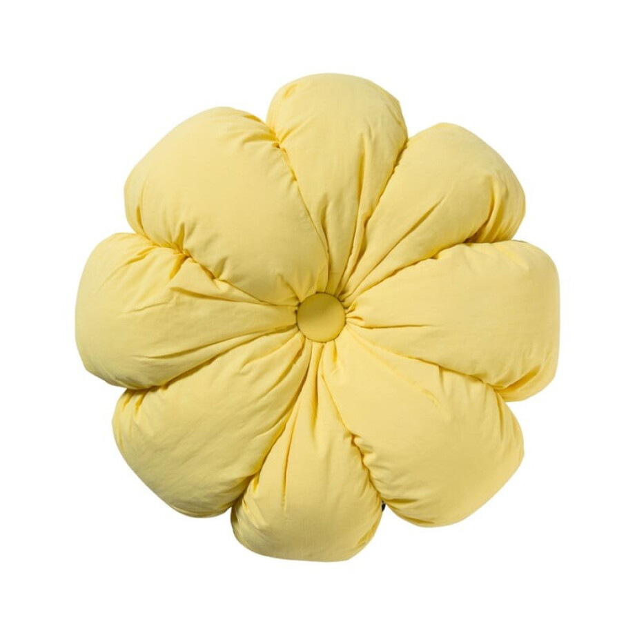 Kussen bloem - geel - ø42 cm afbeelding 