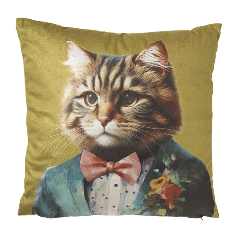 Kussen kat - multikleur - 45x45 cm afbeelding 