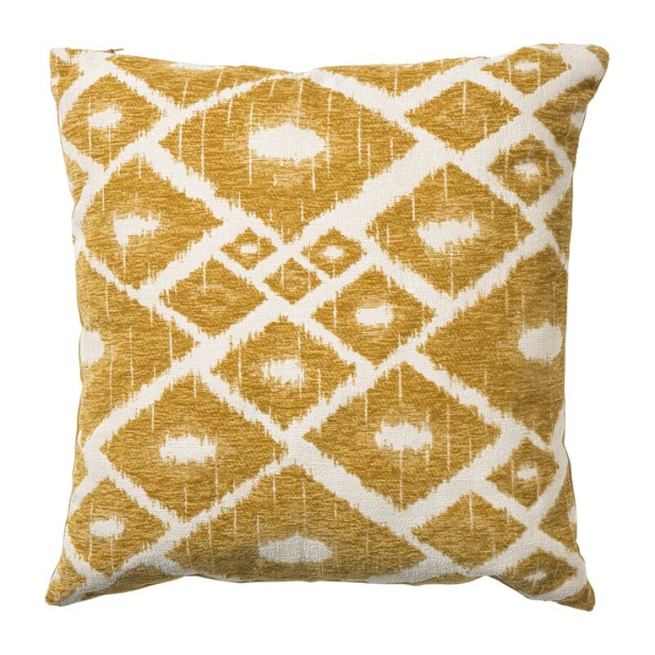 Kussen jacquard ruit - geel - 45x45 cm afbeelding 
