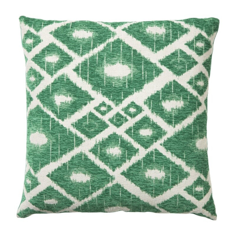 Kussen jacquard ruit - groen - 45x45 cm afbeelding 