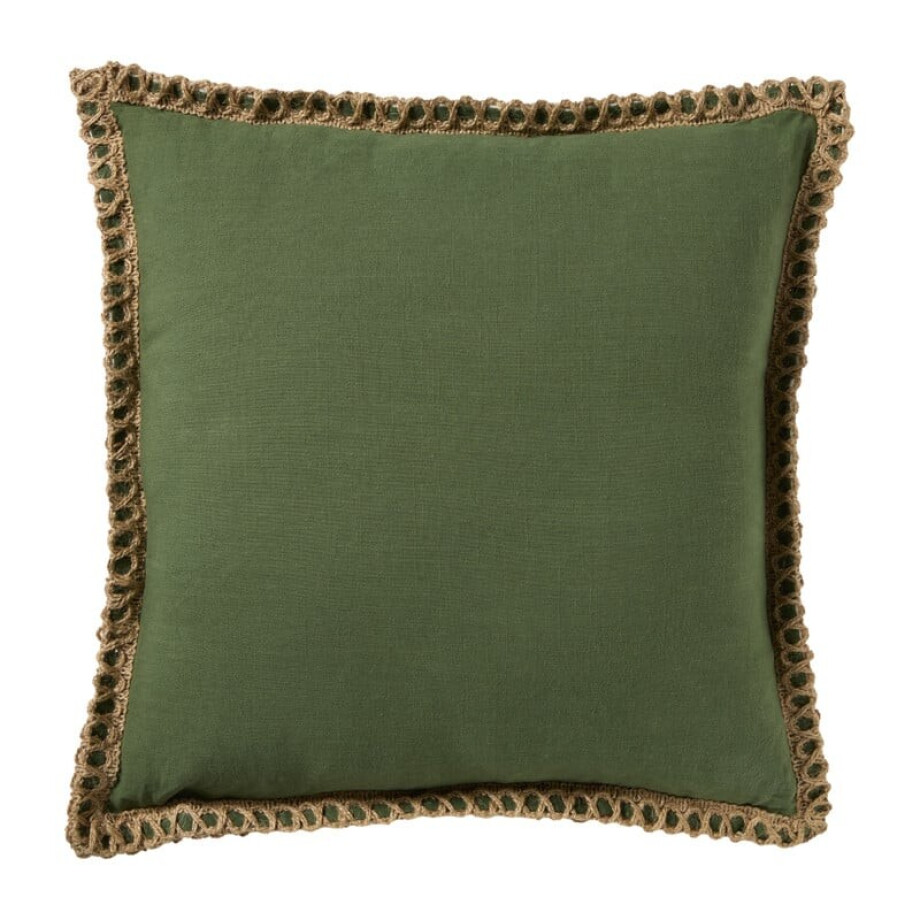 Kussen jute - groen - 45x45 cm afbeelding 