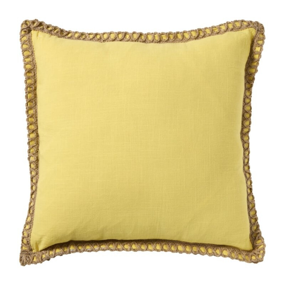 Kussen jute - geel - 45x45 cm afbeelding 