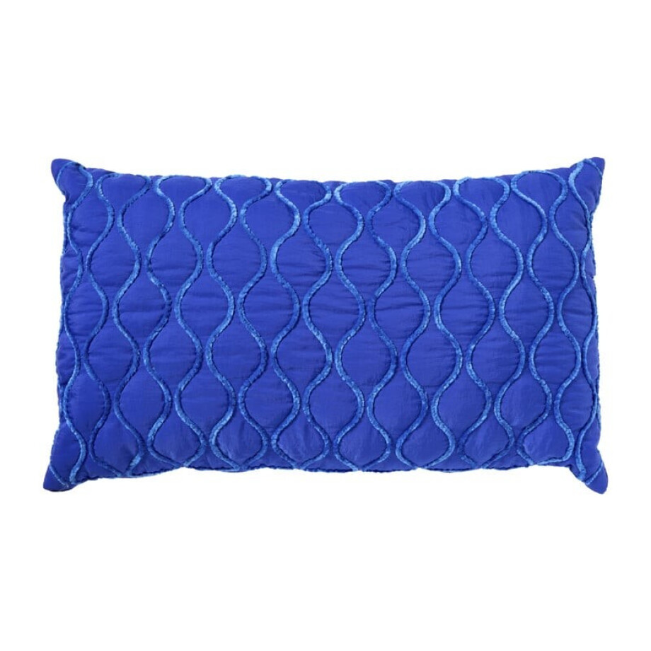 Kussen met piping - blauw - 30x50 cm afbeelding 