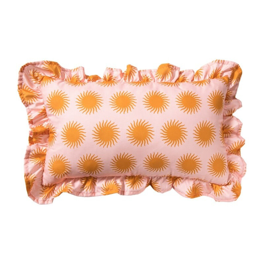 Kussen zonnetjes - roze/oranje - 30x50 cm afbeelding 