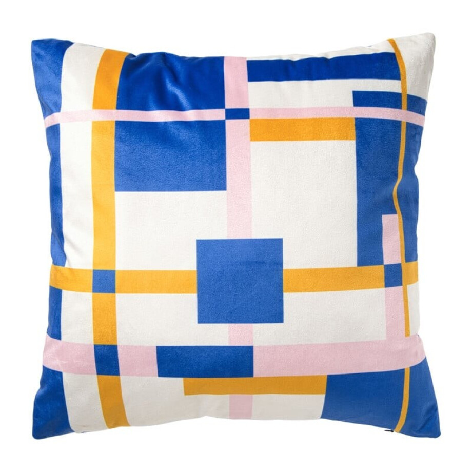 Kussen velvet vlakken - multikleur - 45x45 cm afbeelding 