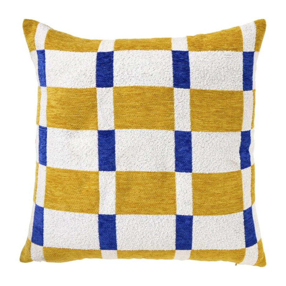 Kussen vlakken - geel/blauw - 45x45 cm afbeelding 