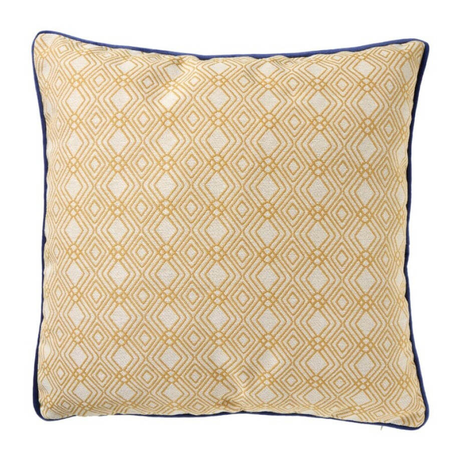 Kussen jacquard - geel - 45x45 cm afbeelding 