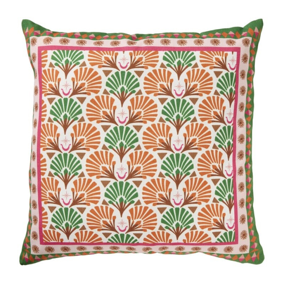 Kussen print bloem - multikleur - 45x45 cm afbeelding 