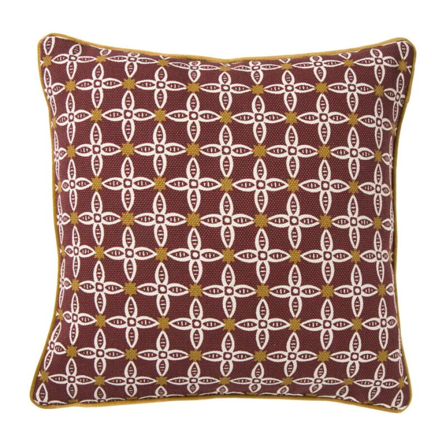 Kussen bloemen - rood/geel - 45x45 cm afbeelding 